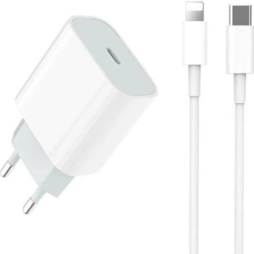 Σετ Φορτιστής Σπιτιού Green Lyca USB-C σε Lightning με Καλώδιο 25W - Λευκό