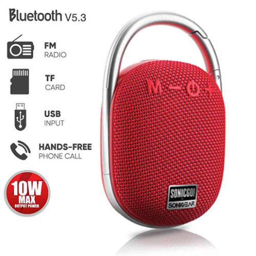 Sonic Gear Φορητό Ηχείο Bluetooth 5W με BT V5.3 / FM Δέκτη / Υποδοχή Κάρτας TF / USB / TWS - Κόκκινο