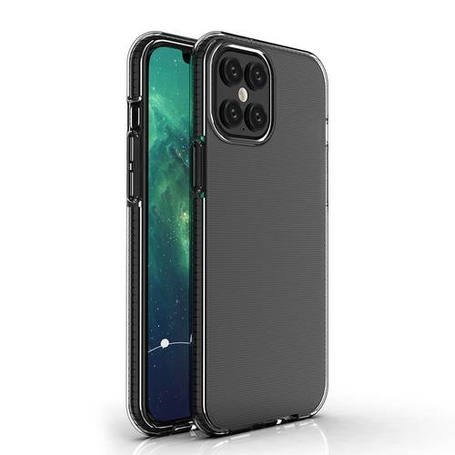 Θήκη TPU Σιλικόνης για iPhone 12 Pro Max - Διάφανη με Μαύρο Πλαίσιο