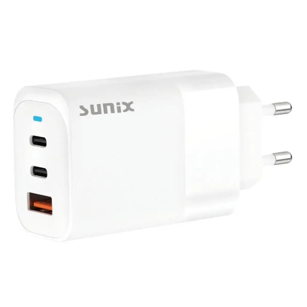 Sunix Φορτιστής Τοίχου με 2x Type-C και USB-A PD 65W - Λευκό