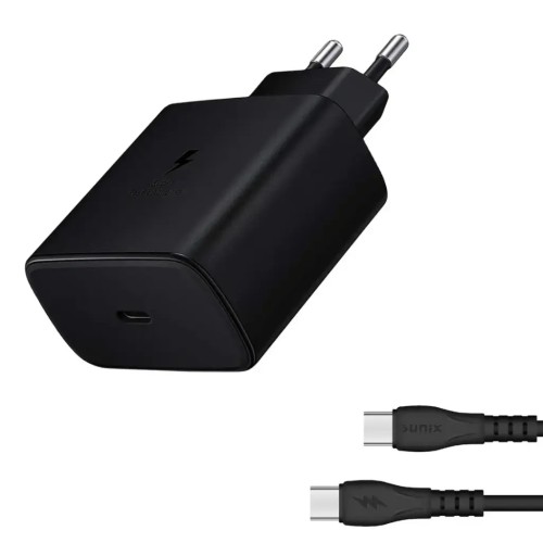 Sunix Σετ Φορτιστής Σπιτιού με Καλώδιο USB-C σε USB-C 45W - Μαύρο