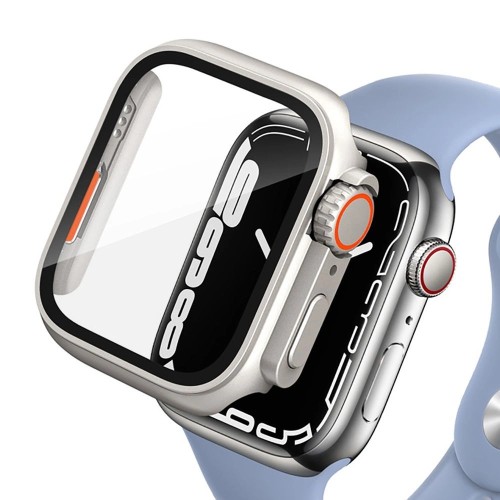 Tech-protect Defense Θήκη 360 με Τζαμάκι Προστασίας FULL GLUE για Apple Watch 45mm - Ασημί