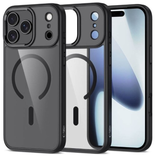 Tech-Protect Σκληρή Θήκη MagMat με Magsafe και Προστασία Κάμερας για iPhone 17 Pro Max / 18 Pro Max - Διάφανη με Μαύρο Πλαίσιο