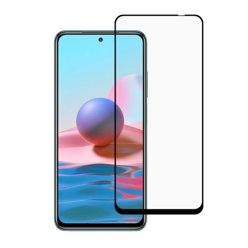 Tempered Glass FULL GLUE για Xiaomi Redmi Note 10 4G / Note 10s - Μαύρο Πλαίσιο
