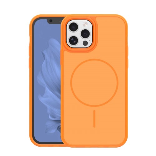 Θήκη Σιλικόνης Frame με Thin Magsafe για iPhone 12 / 12 Pro - Πορτοκαλί