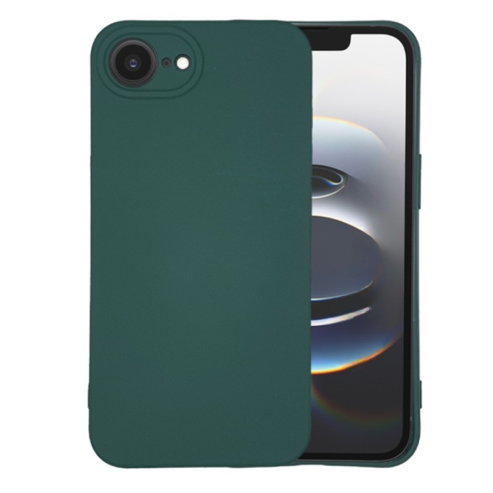 Θήκη TPU Σιλικόνης με Υφασμάτινη Επένδυση για iPhone 16e / 17e - Σκούρο Πράσινο
