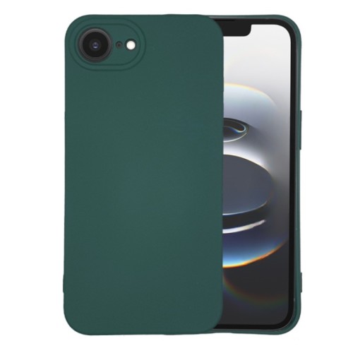 Θήκη TPU Σιλικόνης με Υφασμάτινη Επένδυση για iPhone 16e / 17e - Σκούρο Πράσινο
