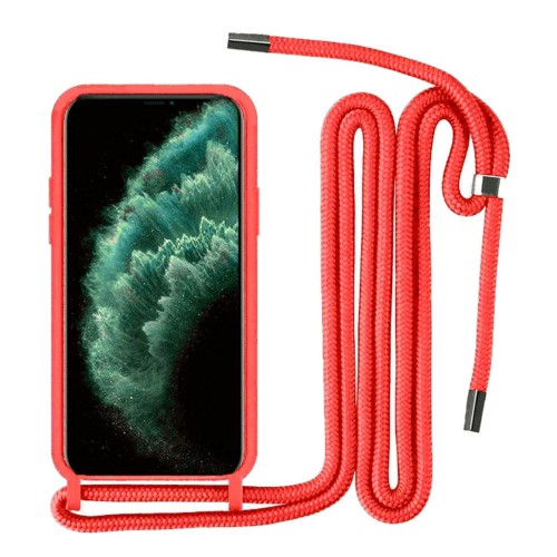 Θήκη Σιλικόνης GREEN ON με Κορδόνι Κολιέ για Samsung Galaxy A55 - Κόκκινη