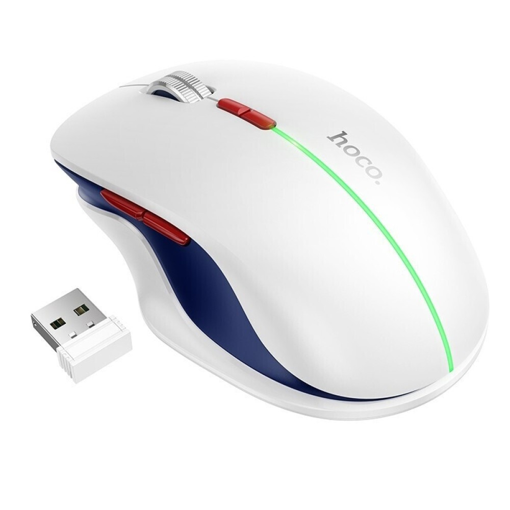 HOCO Ασύρματο Επαναφορτιζόμενο Ποντίκι GM40 Dixon RGB 2.4g 5.0 - Λευκό