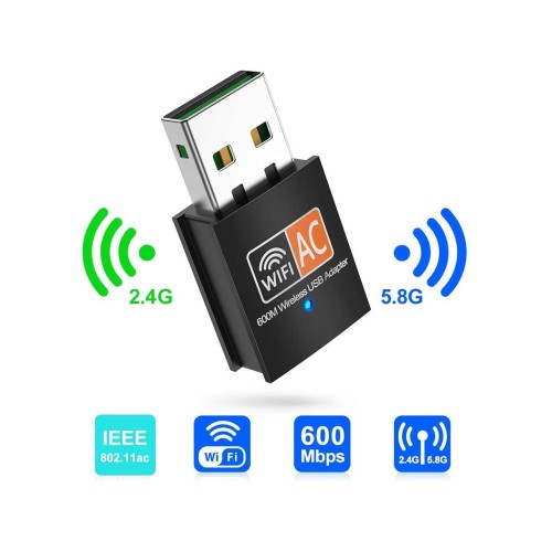 WIfi USB Dongle Wireless Network Adapter 5G και 2.4G 600Mbps Υποστήριξη Windows 10 / 11 / Mac / Linux