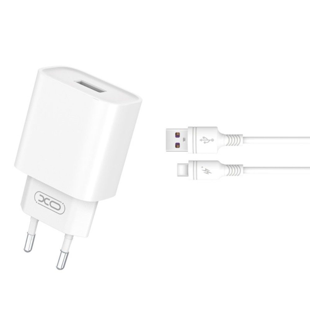 Σετ Φορτιστής Σπιτιού XO USB QC 3.0 PD 18W με Καλώδιο USB-A σε Type C 1 Μέτρο - Λευκό