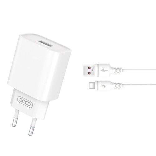 Σετ Φορτιστής Σπιτιού XO USB QC 3.0 PD 18W με Καλώδιο USB-A σε Type C 1 Μέτρο - Λευκό
