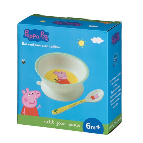 Σετ Μπωλ με Βεντούζα και Κουταλάκι - Peppa Pig - Petit Jour Paris