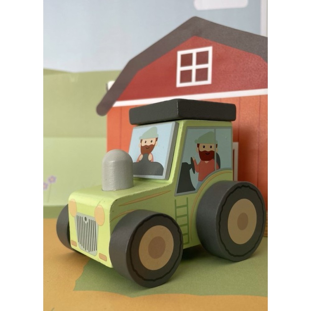Τρακτέρ Push & Pull Farmyard Orange Tree Toys