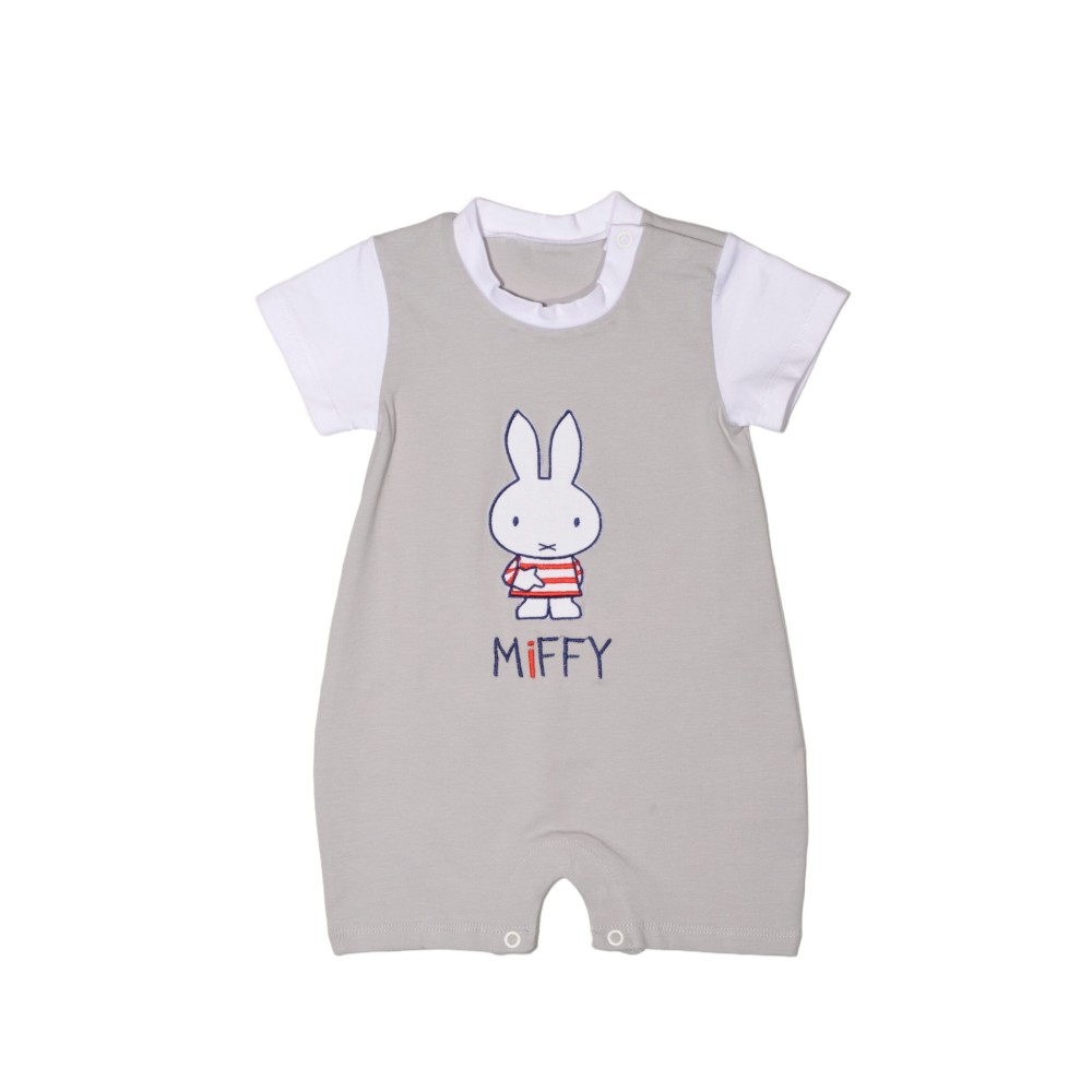 Miffy Des.15 Φορμάκι Καλοκαιρινό Γκρι Με Κέντημα 9-12 Mηνών 74 cm