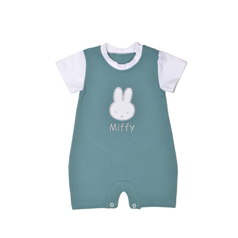 Miffy Des.18 Φορμάκι Καλοκαιρινό Μέντα Σκούρο Με Κέντημα 9-12 Mηνών 74 cm