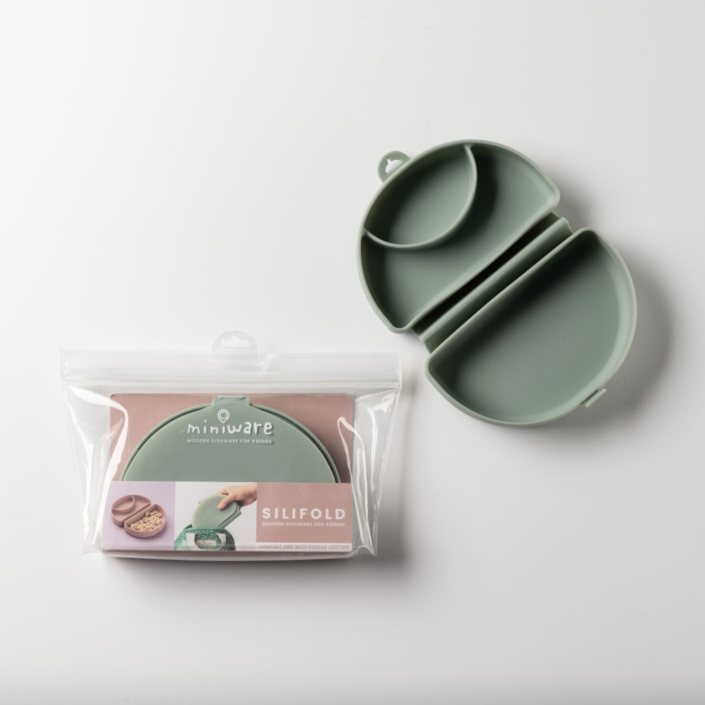 Miniware Des.13 Αναδιπλούμενο Πιάτο Σιλικόνης με βάση βεντούζα Μέντα