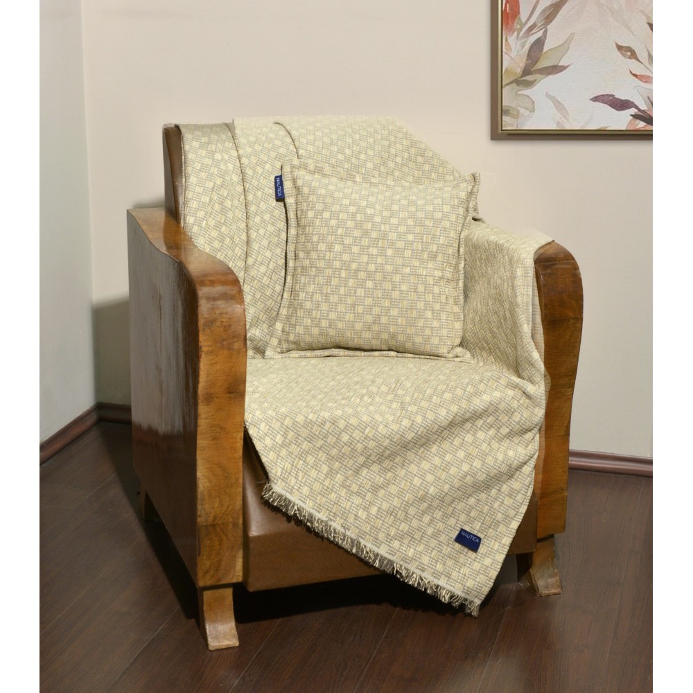 Ριχτάρι Μονοθέσιο 170x180cm Σενίλ Μπεζ Καρρώ Design 1104