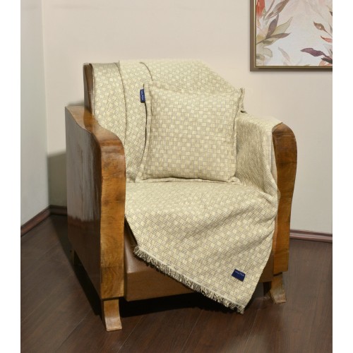 Ριχτάρι Μονοθέσιο 170x180cm Σενίλ Μπεζ Καρρώ Design 1104