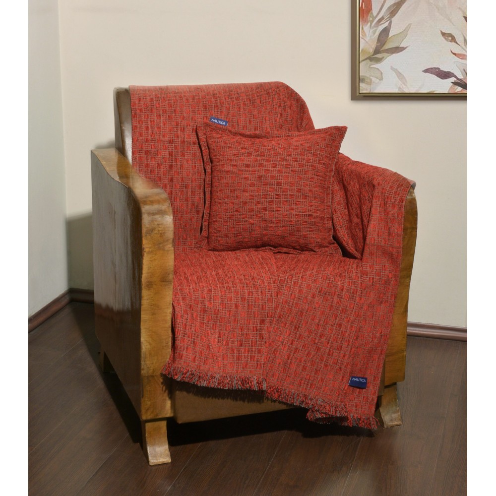 Ριχτάρι Μονοθέσιο 170x180cm Σενίλ Κόκκινο Καρρώ Design 1106