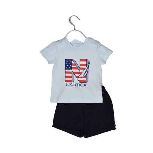 Design 11 Σετ T-Shirt & Shorts Jersey Light Blue / Navy 68cm 3-6 μηνών