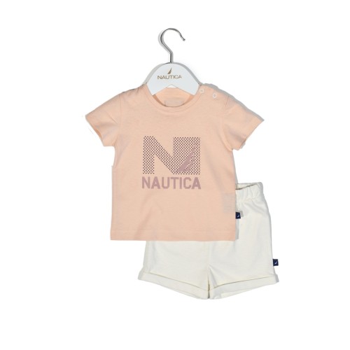 Design 16 Σετ T-Shirt & Shorts Jersey Salmon/Ecru 74cm 6-9 μηνών