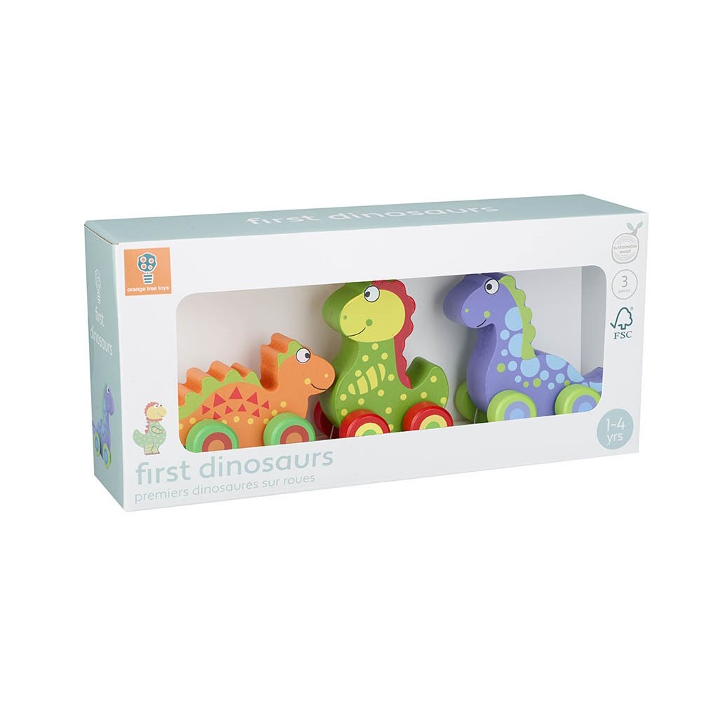 Σετ 3 Δεινόσαυροι Push & Pull Dinosaurs Orange Tree Toys