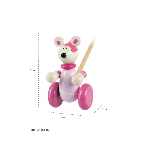 Παιχνίδι Ώθησης Pink Mouse Animals Orange Tree Toys (FSC®)