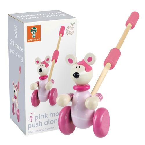 Παιχνίδι Ώθησης Pink Mouse Animals Orange Tree Toys (FSC®)
