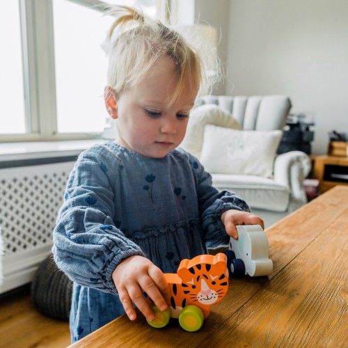 Tιγράκι Push & Pull Jungle Animals Orange Tree Toys