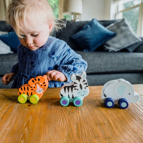 Ζέμπρα Push & Pull Jungle Animals Orange Tree Toys
