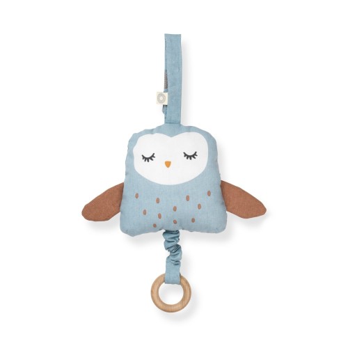 Μουσικό κουτί UGLA BLUE OWL από 100% οργανικό βαμβάκι