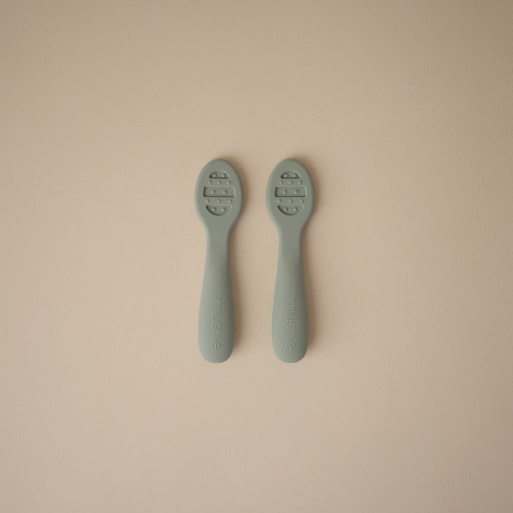 Σετ 2 Εκπαιδευτικά Κουταλάκια Σιλικόνης Cambridge Blue/Shifting Sand - 2 Pack - Mushie