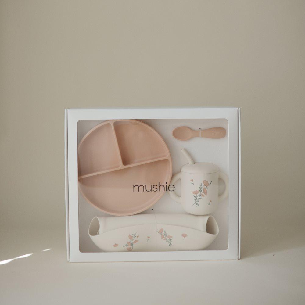 Σετ Δώρου 4 Τεμαχίων Φαγητού Pink Flowers - Mushie