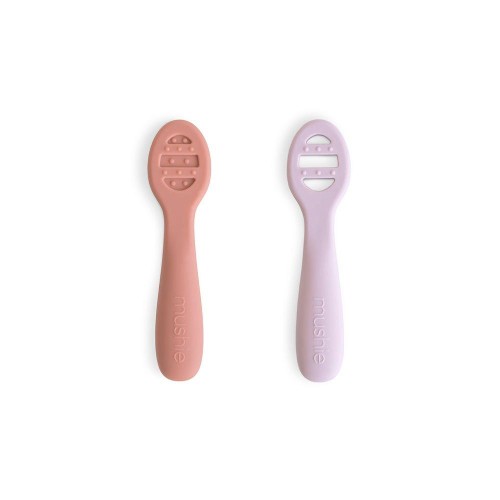 Σετ 2 Εκπαιδευτικά Κουταλάκια Σιλικόνης Rose/Soft Lilac - 2 Pack - Mushie
