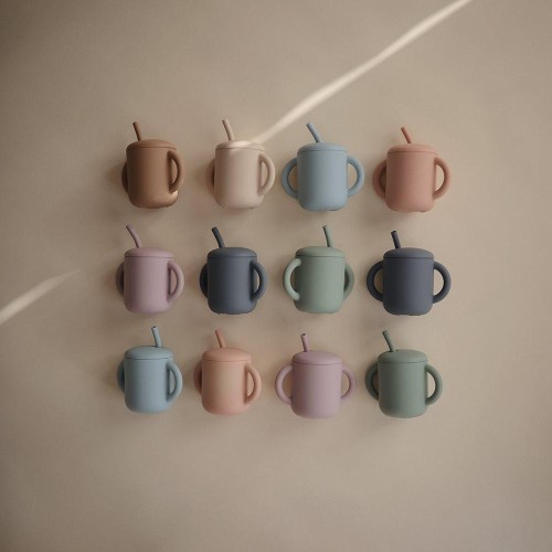 Ποτηράκι Σιλικόνης με Χερούλια και Καλαμάκι Natural - Mushie