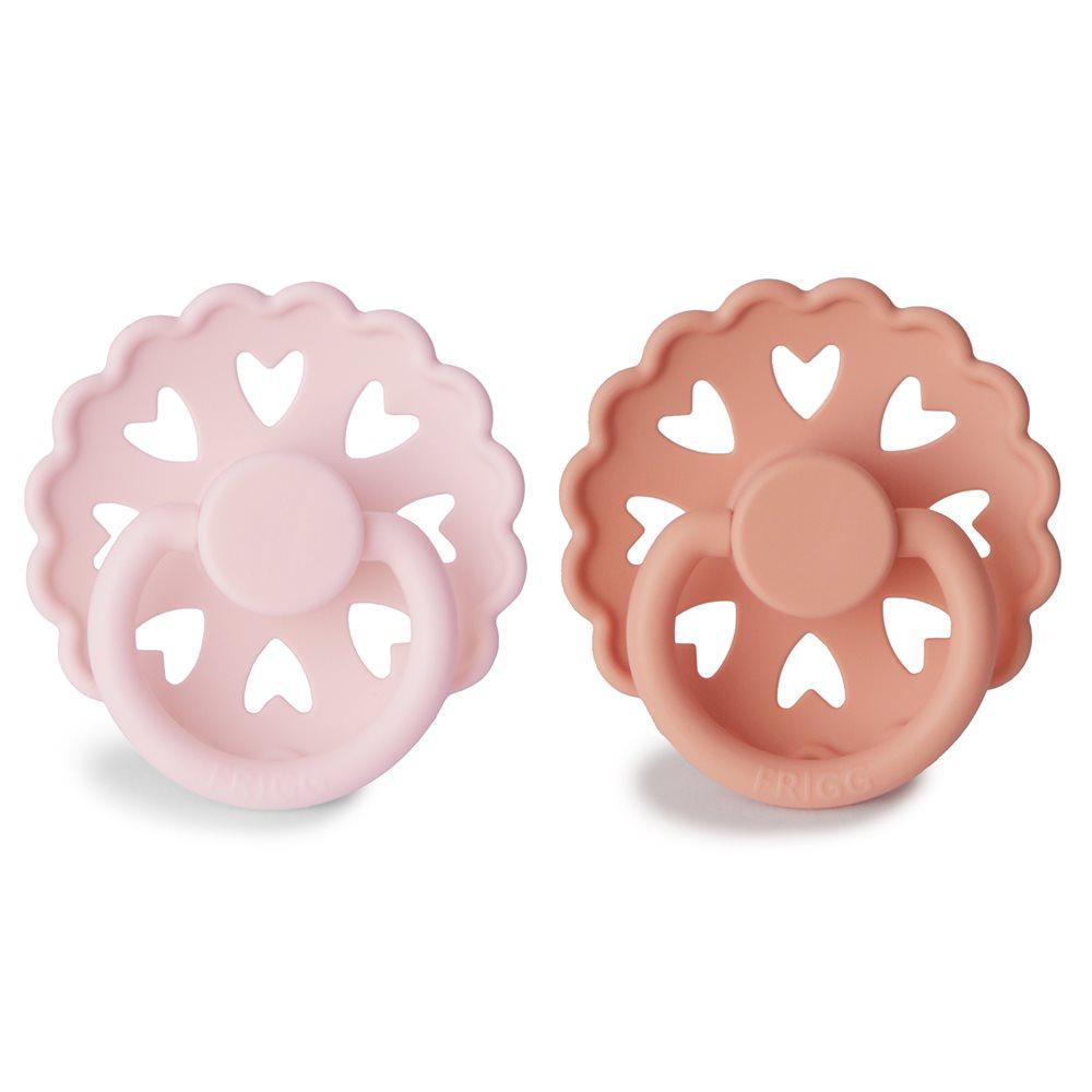Σετ 2 Πιπίλες Σιλικόνης FRIGG Fairytale White Lilac/Pretty in Peach 6-18 Μηνών