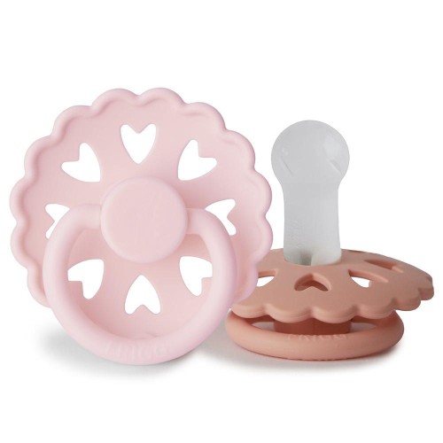Σετ 2 Πιπίλες Σιλικόνης FRIGG Fairytale White Lilac/Pretty in Peach 6-18 Μηνών