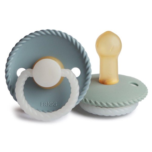 Σετ 2 Πιπίλες Latex Νυκτός FRIGG Rope Stone Blue/Sage 6-18 Μηνών