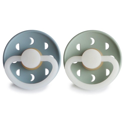 Σετ 2 Πιπίλες Latex Νυκτός FRIGG Moon Phase Stone Blue/Sage 0-6 Μηνών