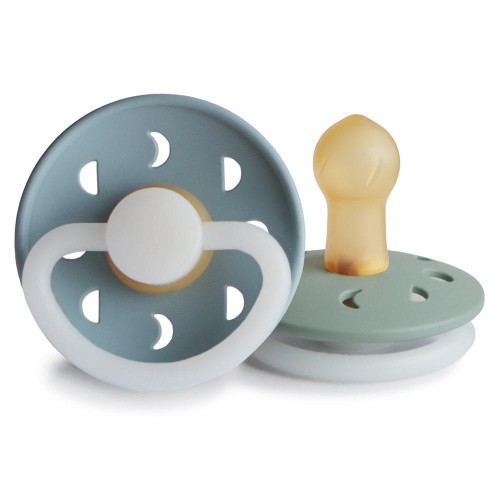 Σετ 2 Πιπίλες Latex Νυκτός FRIGG Moon Phase Stone Blue/Sage 0-6 Μηνών