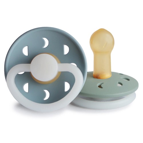Σετ 2 Πιπίλες Latex Νυκτός FRIGG Moon Phase Stone Blue/Sage 6-18 Μηνών