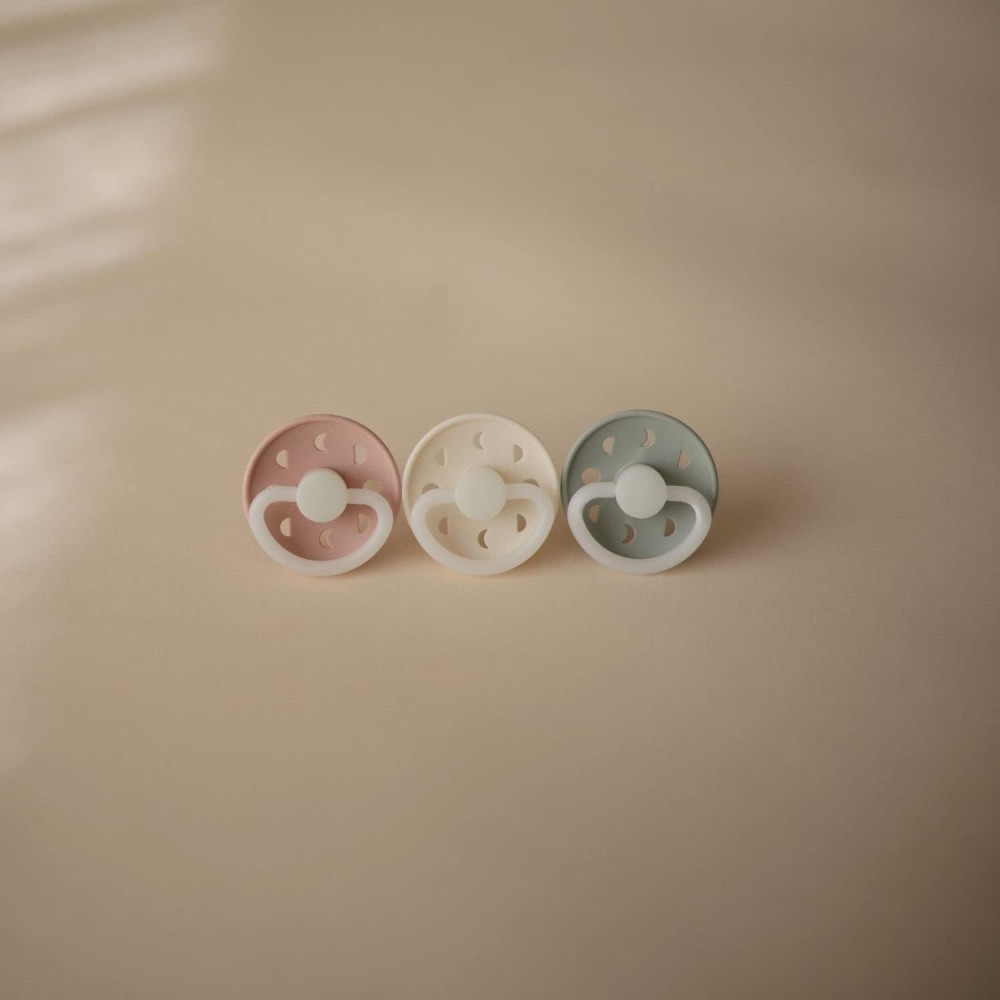 Σετ 2 Πιπίλες Σιλικόνης Νυκτός FRIGG Moon Phase Cream/Twilight Mauve 0-6 Μηνών