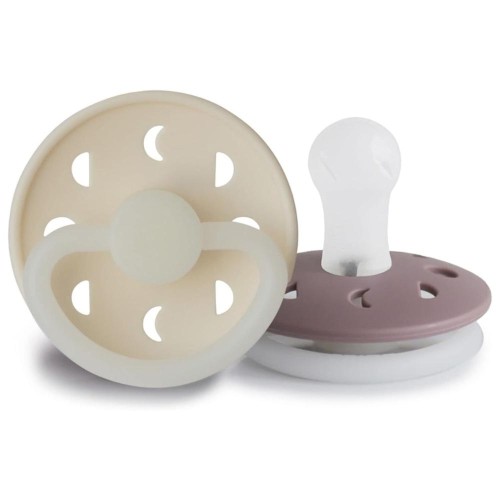 Σετ 2 Πιπίλες Σιλικόνης Νυκτός FRIGG Moon Phase Cream/Twilight Mauve 0-6 Μηνών