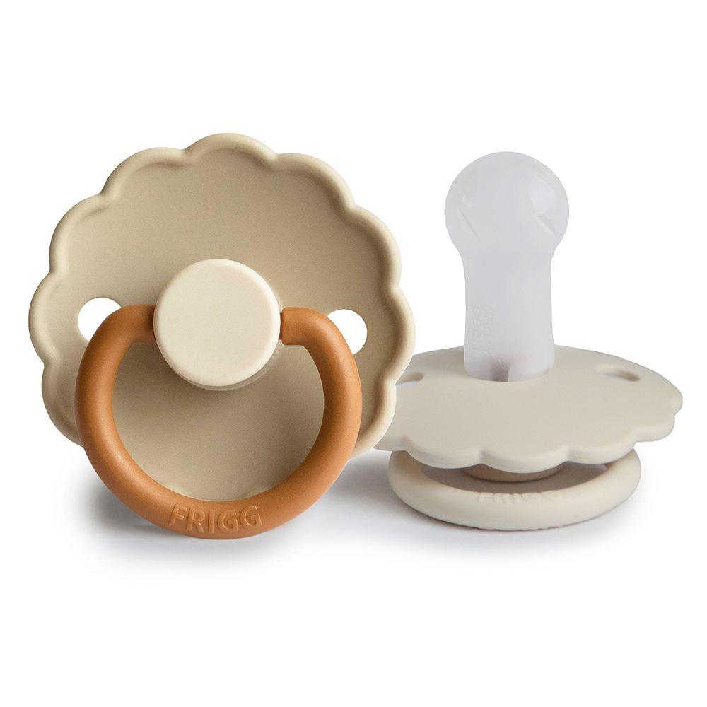 Σετ 2 Πιπίλες Σιλικόνης FRIGG Daisy - Desert/Cream 6-18 Μηνών
