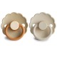 Σετ 2 Πιπίλες Latex FRIGG Daisy Desert/Cream 6-18 Μηνών