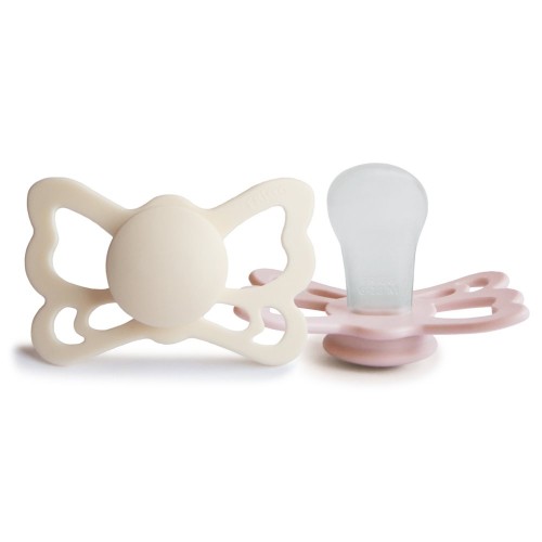 Σετ 2 Ανατομικές Πιπίλες Σιλικόνης FRIGG Butterfly Cream/Blush 6-18 Μηνών