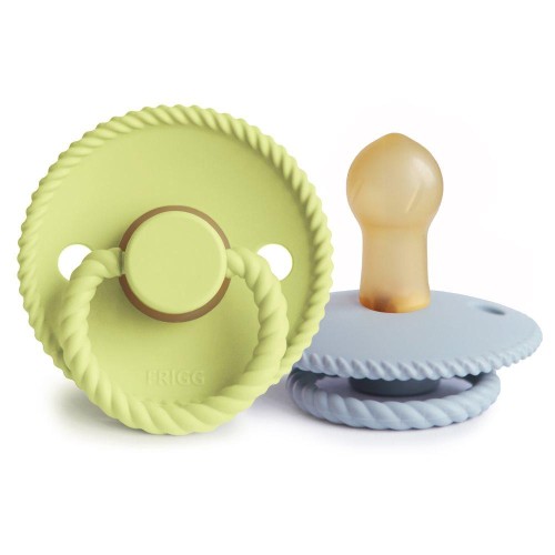 Σετ 2 Πιπίλες Latex FRIGG Rope Green Tea/Powder Blue 0-6 Μηνών