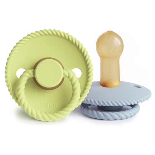 Σετ 2 Πιπίλες Latex FRIGG Rope Green Tea/Powder Blue 6-18 Μηνών