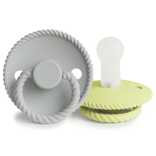 Σετ 2 Πιπίλες Σιλικόνης FRIGG Rope Silver Gray/Green Tea 6-18 Μηνών